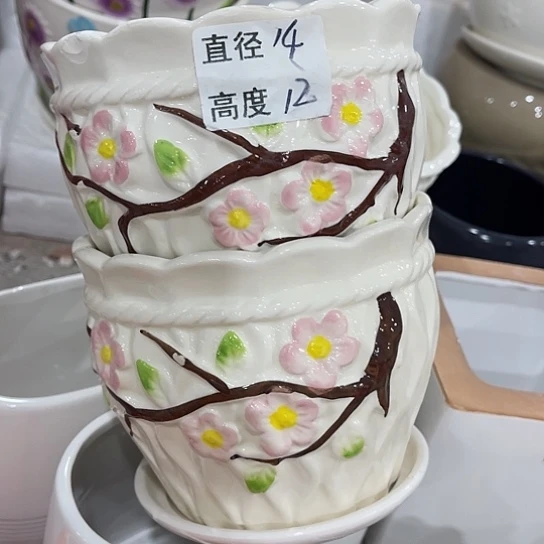 多肉绿植陶瓷花盆9.9包邮，有孔