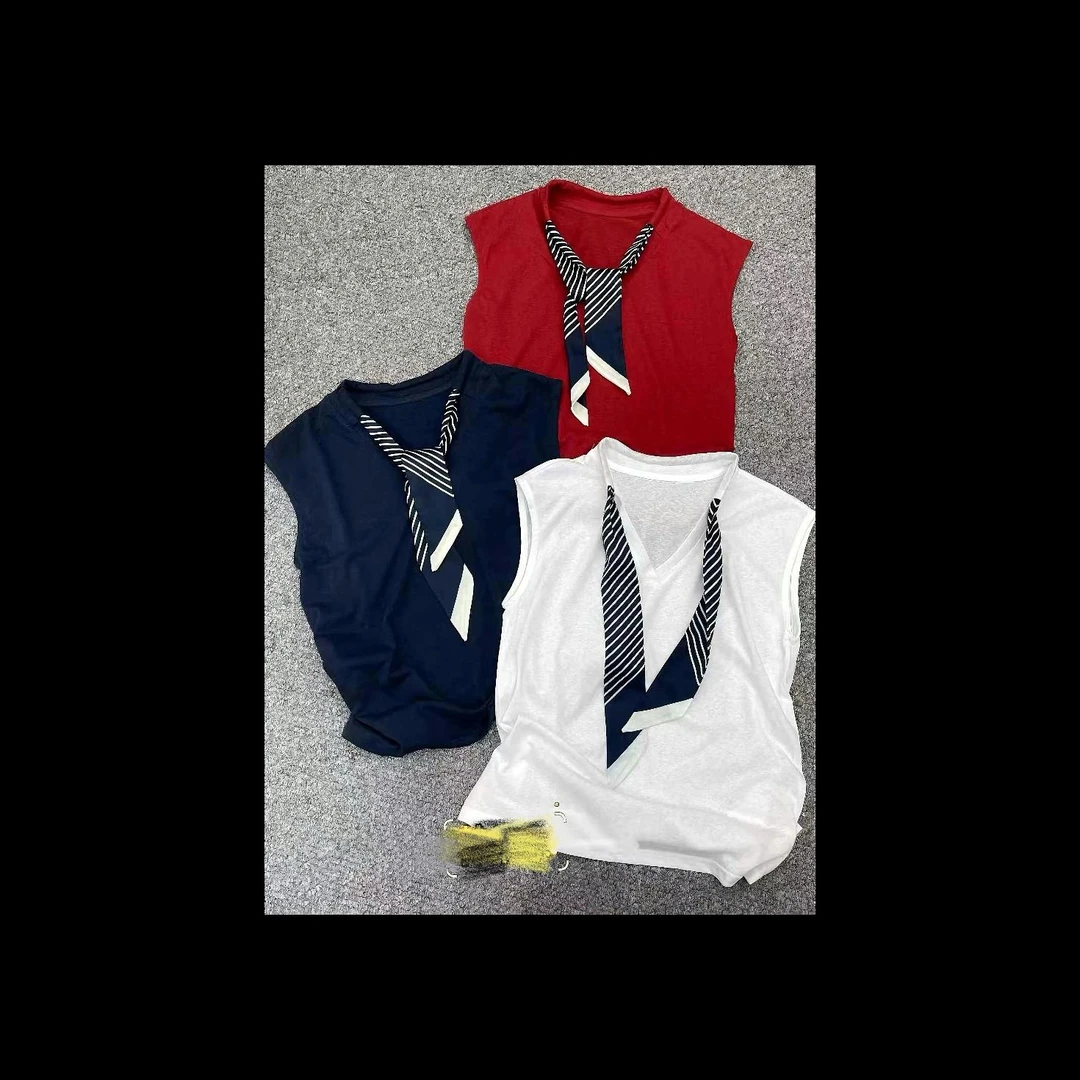 2025年新款夏季领口镂空法式丝巾搭配刺绣短袖T恤女