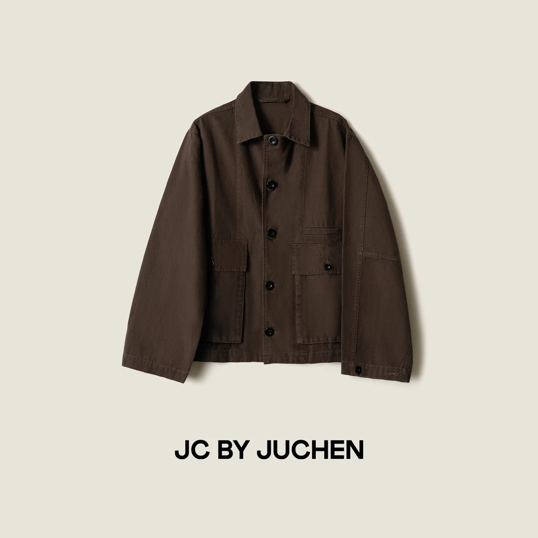 LEM BOXY美式咖啡柔软水洗棉大兜廓形工装夹克外套 FW102009-195