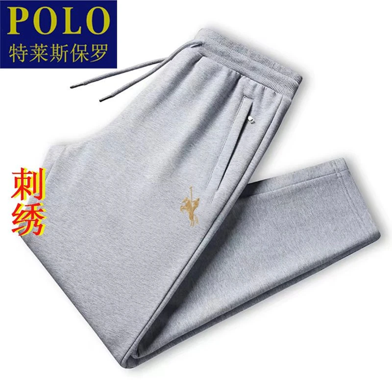 特莱斯保罗刺绣Polo裤子纯棉休闲裤男士宽松吸汗透气耐脏运动裤