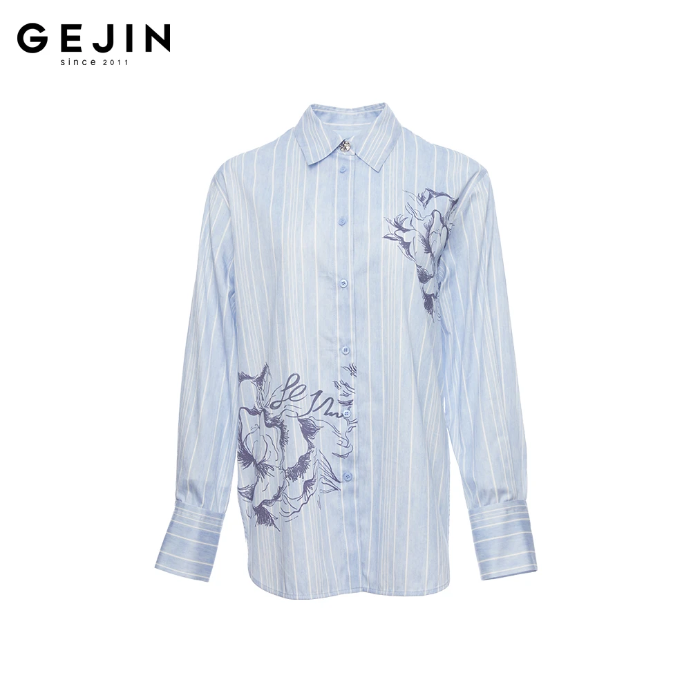 GEJIN/歌锦2025春季新款时尚宽松印花女士衬衫9132520088