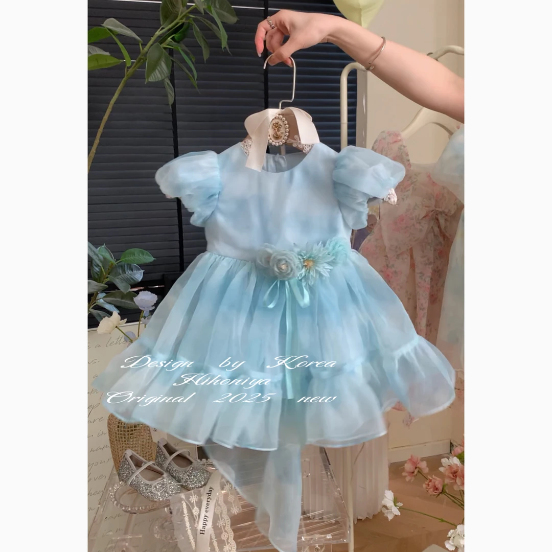 【爱丽丝梦境】三Hihoniya~2025春季欧若风宝宝款蓝色拖尾韩版纱裙