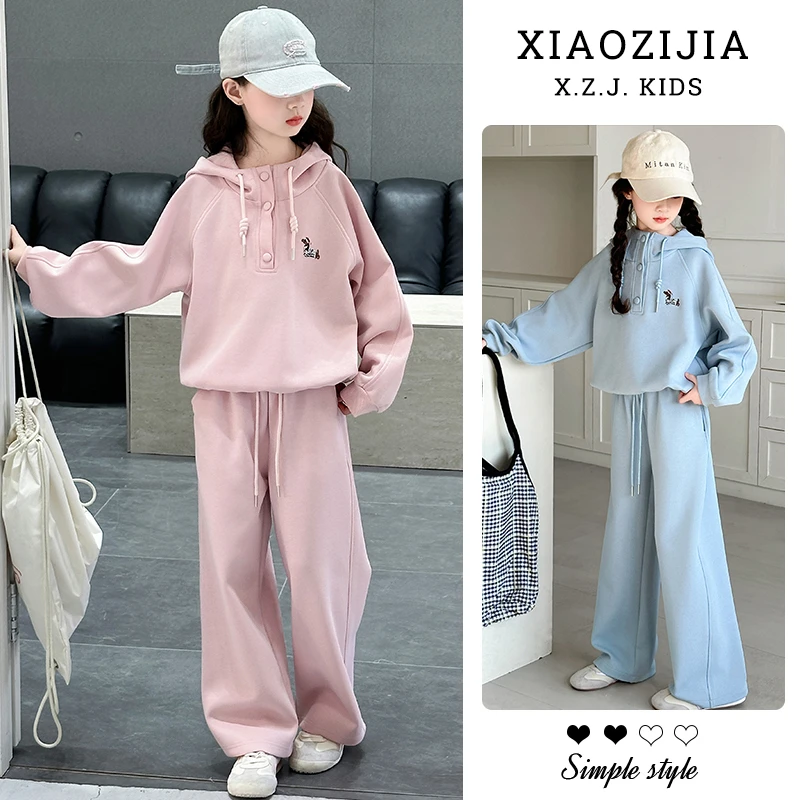 女童春装卫衣套装2025新款女孩大童今年流行爆款两件套春秋运动装