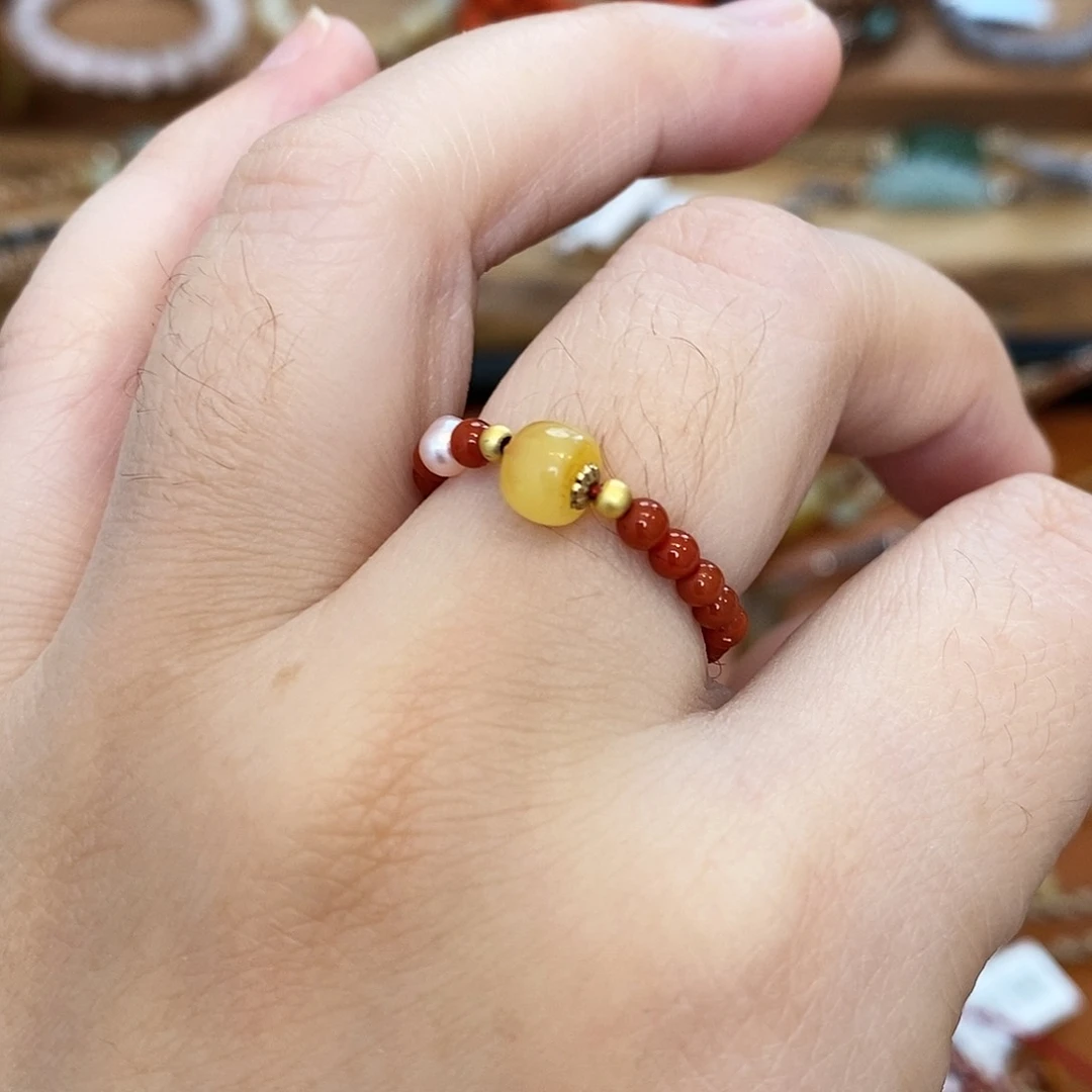 南红玛瑙戒指合金