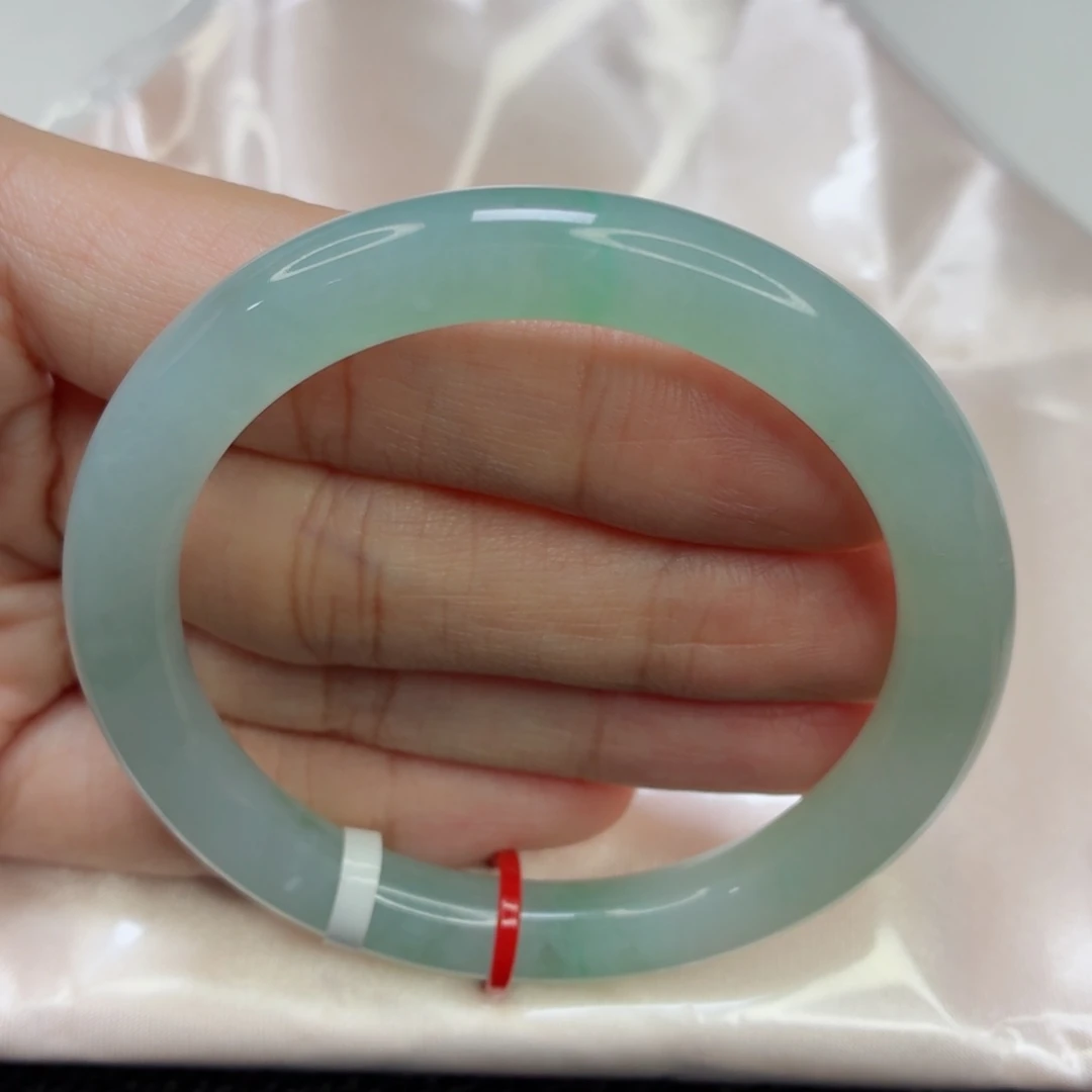 未镶嵌手镯翡翠老坑52圈冰胶甜绿016瑕疵漏