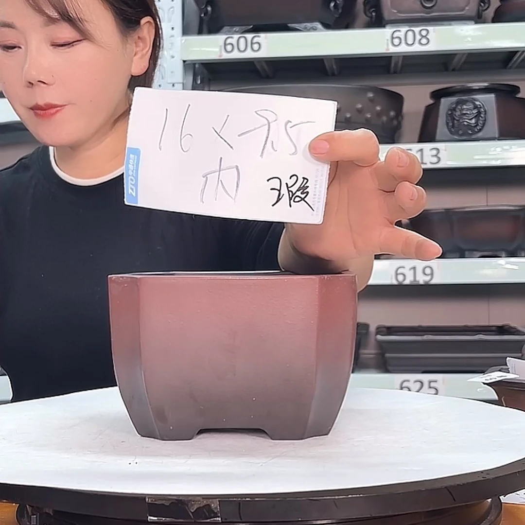 树***人紫砂花盆宜兴紫砂8号