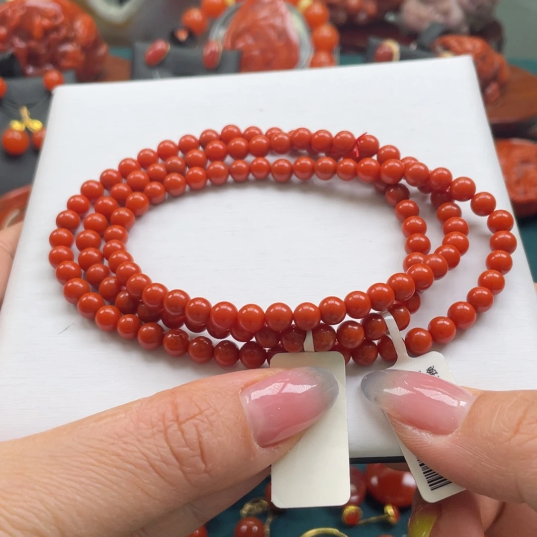南红玛瑙未镶嵌川料南红满肉多圈5+mm