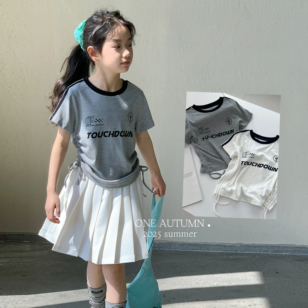 现货「麦麦秋.MAIMAIQIU」【穿搭成就】抽绳T恤女童夏上衣【X25476】