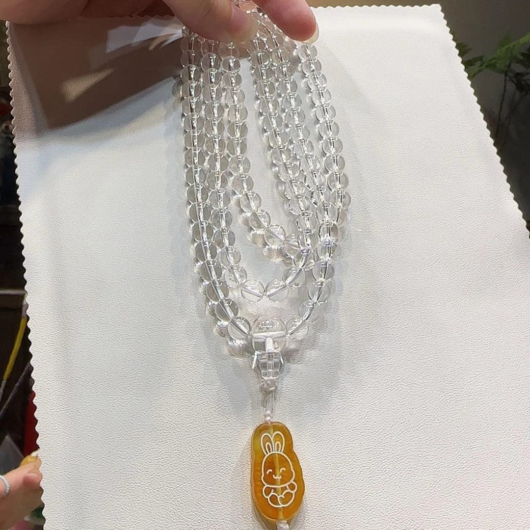 未镶嵌水晶套链7mm白水晶108