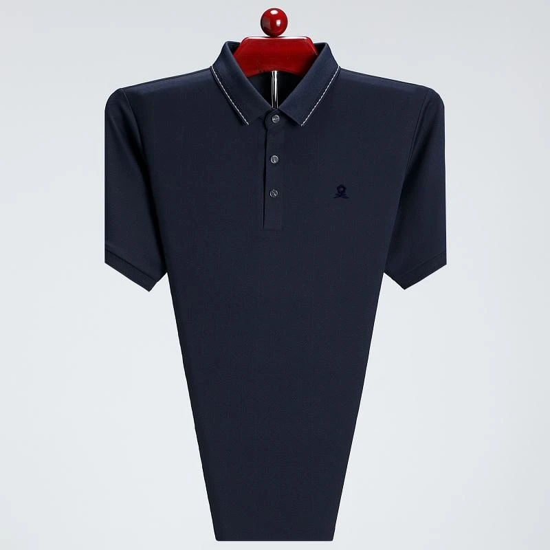 25男士短袖t恤奢侈品桑蚕丝polo衫夏季半袖冰丝纯色商务休闲体恤