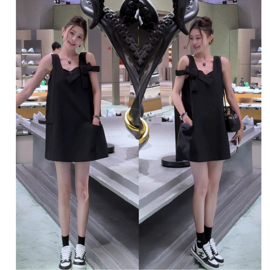 1QZ82依美丁时尚高定蝴蝶结西装背心连衣裙