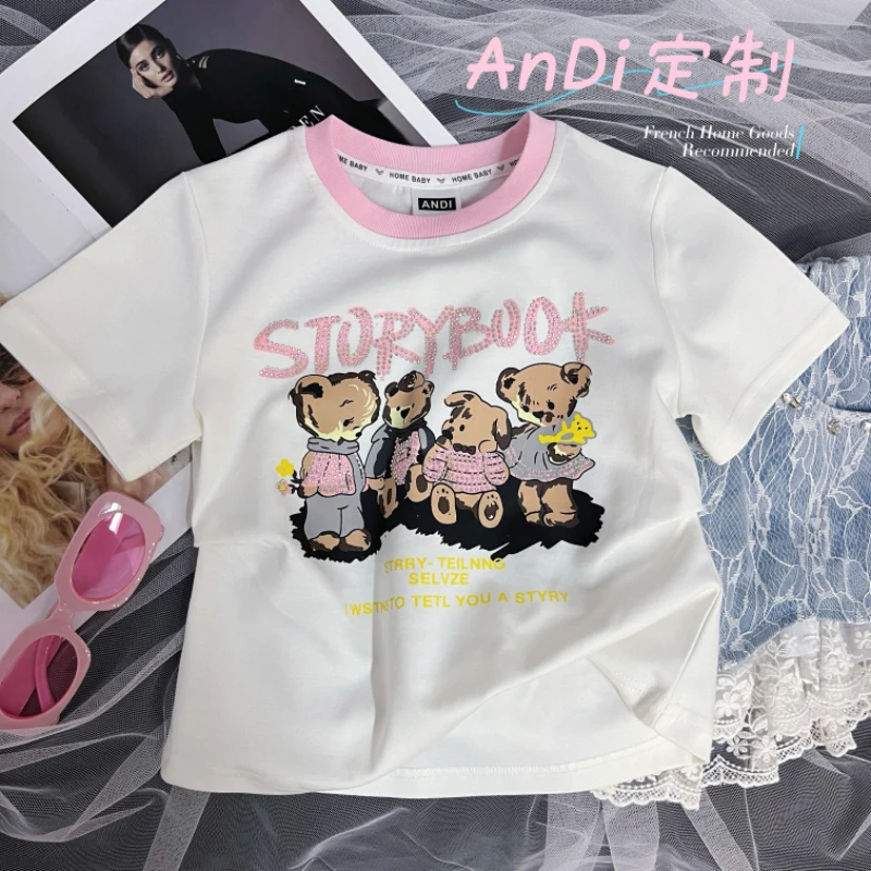 〖ANDI〗订制2024夏季新儿童卡通熊印花短袖体恤2388