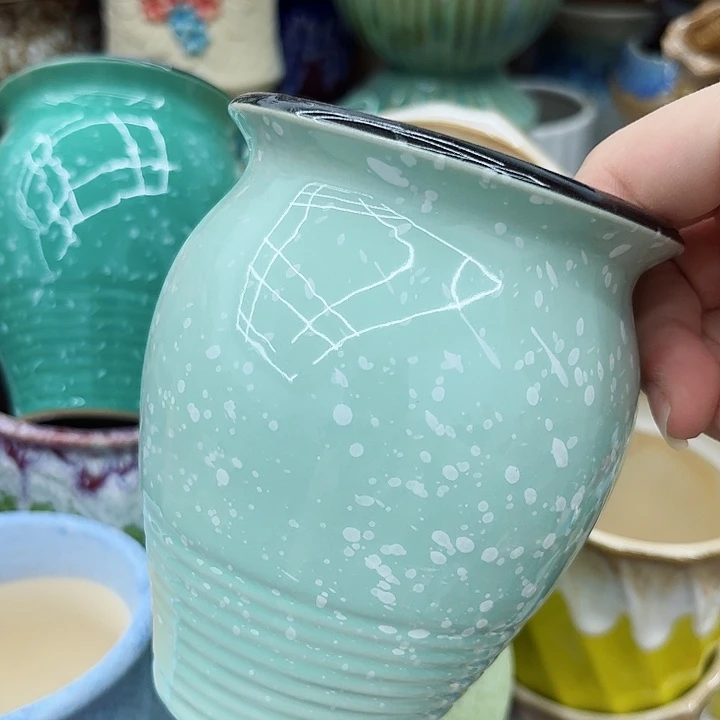 多肉绿植陶瓷花盆9.9包邮，有孔