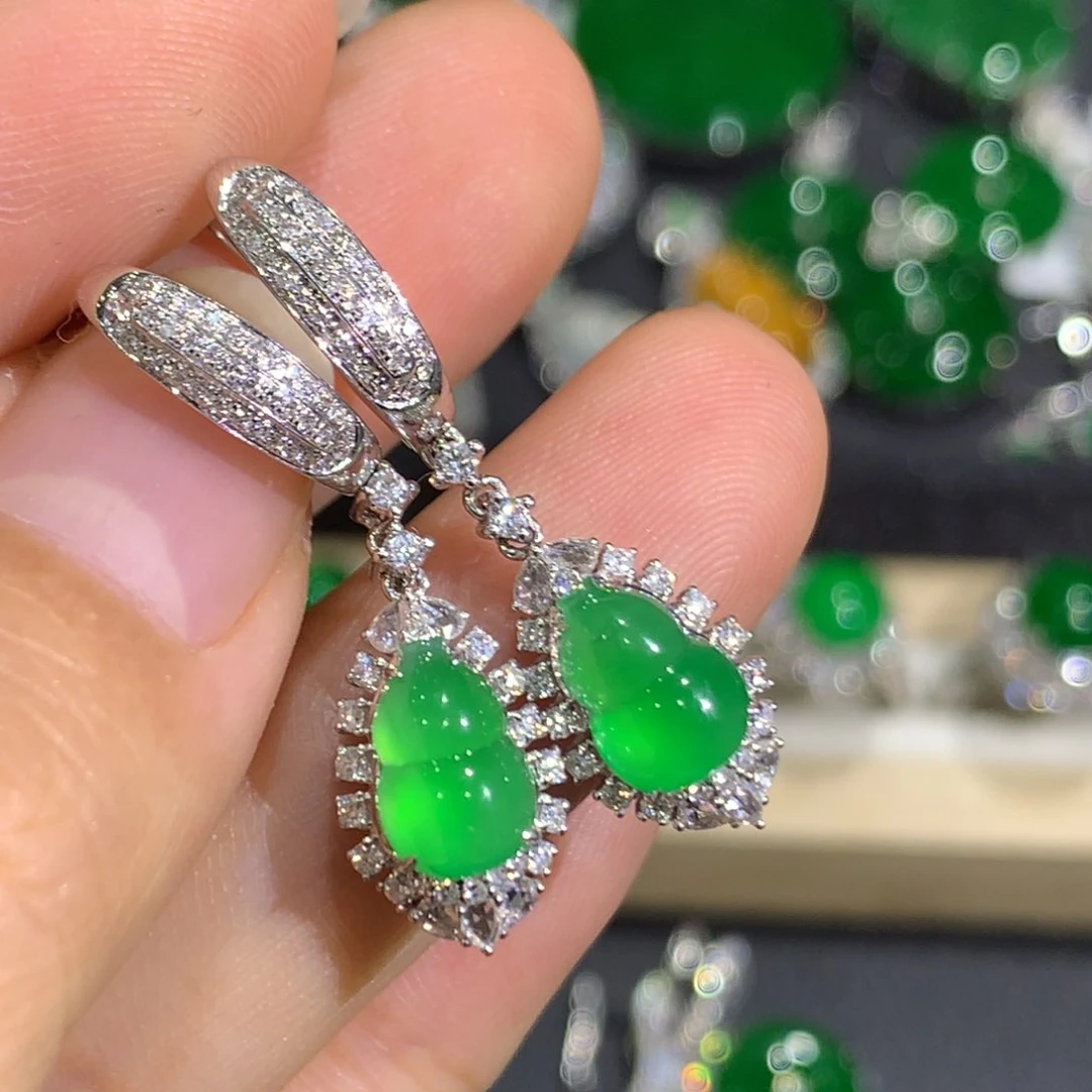 翡翠耳饰18K金镶嵌8、