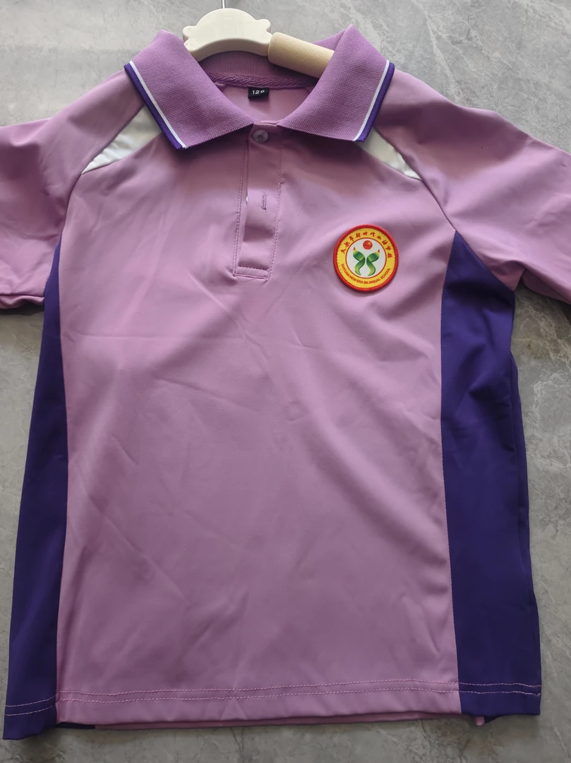 新希望新时代同款冰丝半袖休闲夏季上衣女款紫色服装儿童拼色短袖