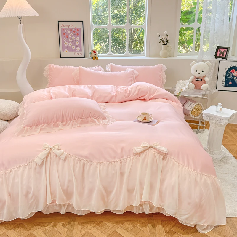 春夏新款水洗冰丝夏被四件套403蝶恋-玉色