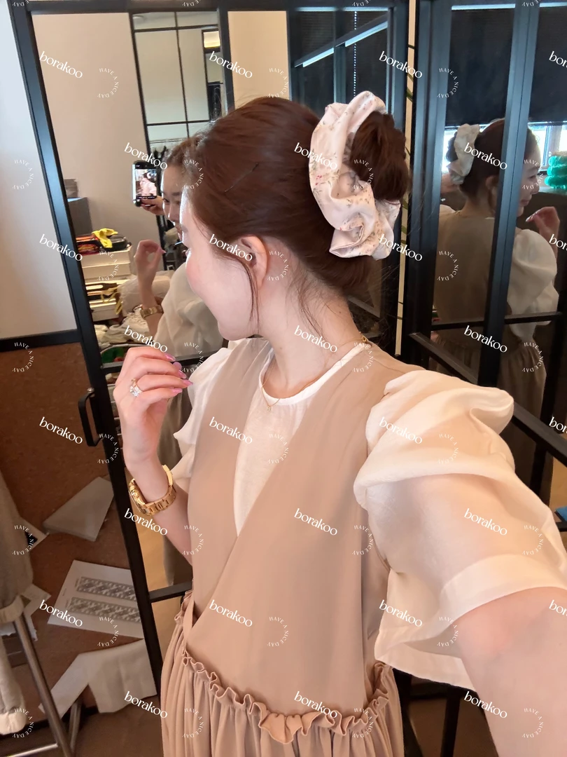 【BORAKOO】韩国代购杏色韩服连衣裙