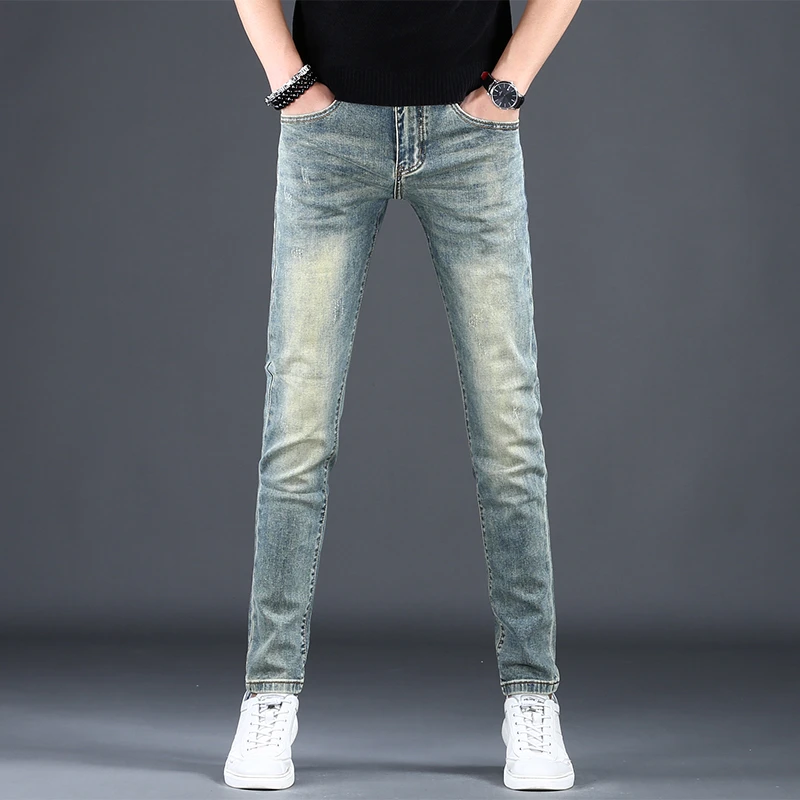 夏季男士新款牛仔裤修身小脚男装春季男牛仔裤夏季薄款男款牛仔裤