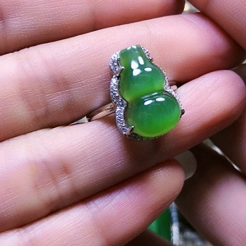 和田玉银S925镶嵌戒指