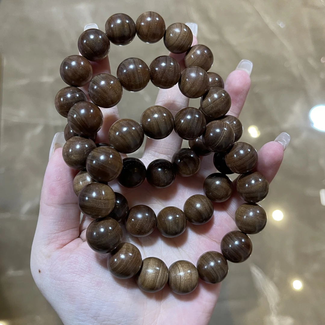 （老树头精品黑糖高货）印度老山檀香醇厚老料级1.5×15颗单圈手串