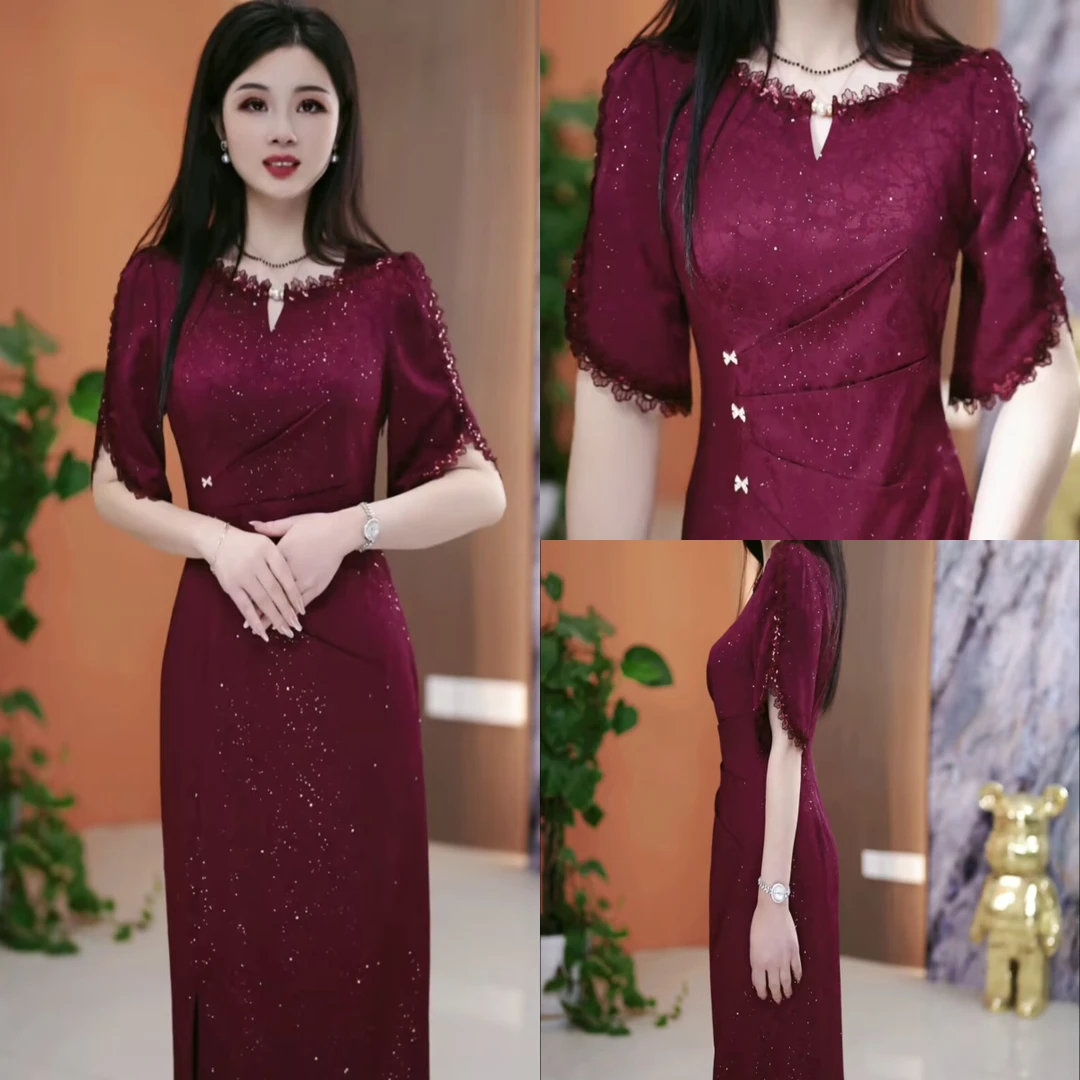 夏季时尚新款连衣裙2025夏季气质显瘦百搭收腰连衣裙YX25K1355款