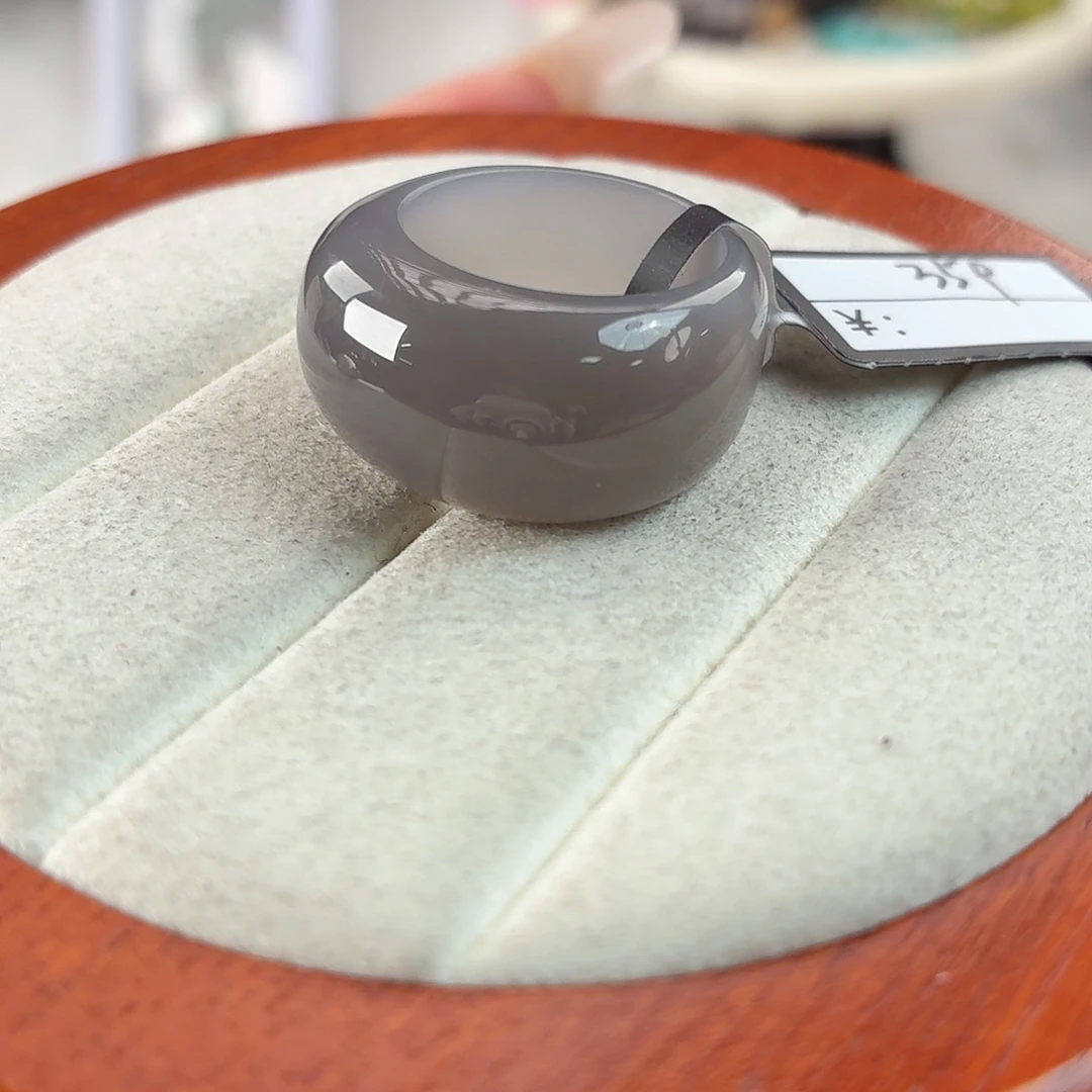 和田玉未镶嵌戒指r23烟紫馒头17.2