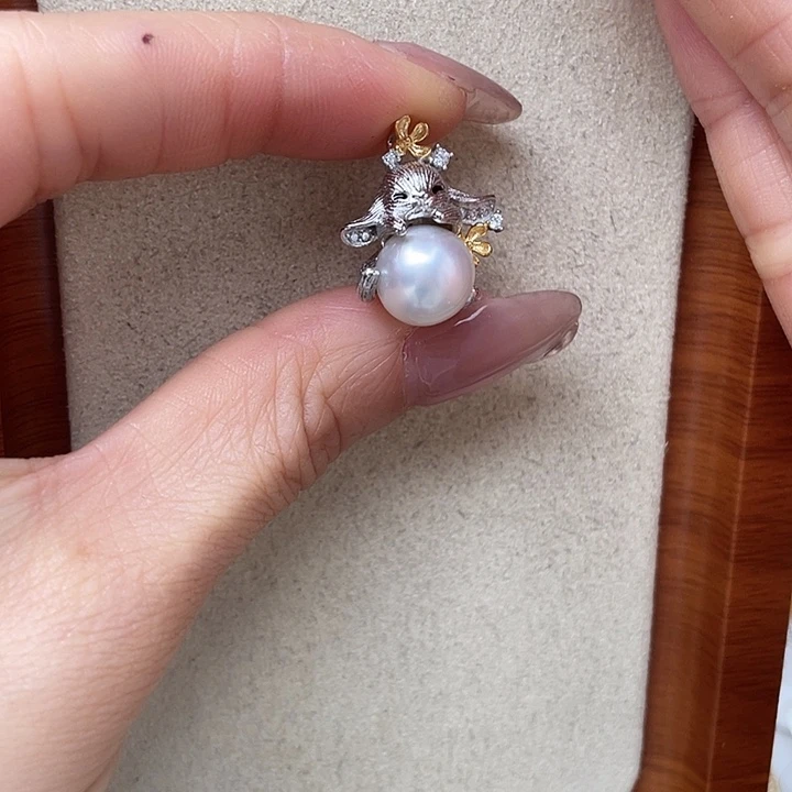 海水珍珠吊坠(不含链)银S925镶嵌