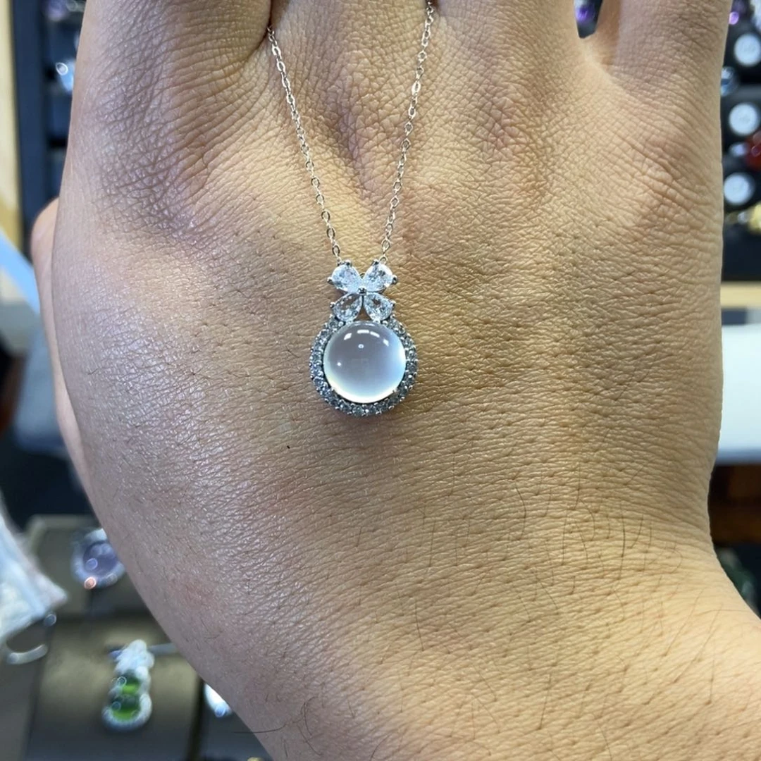 银S925镶嵌蛇纹石玉珠宝奇石―*