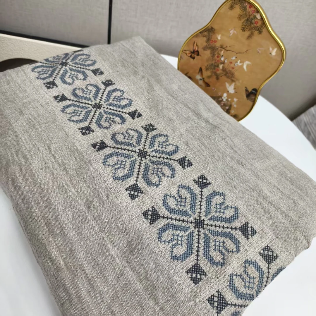 【新款如意】汉麻5支双雨露重工刺绣加厚双人床单220*230