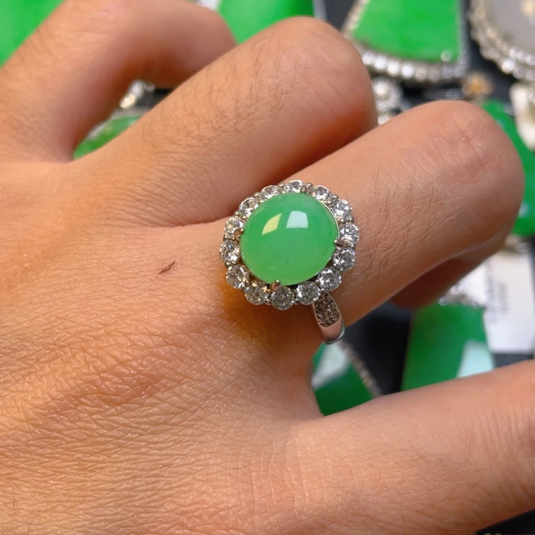 翡翠银S925镶嵌吊坠(不含链)戒指