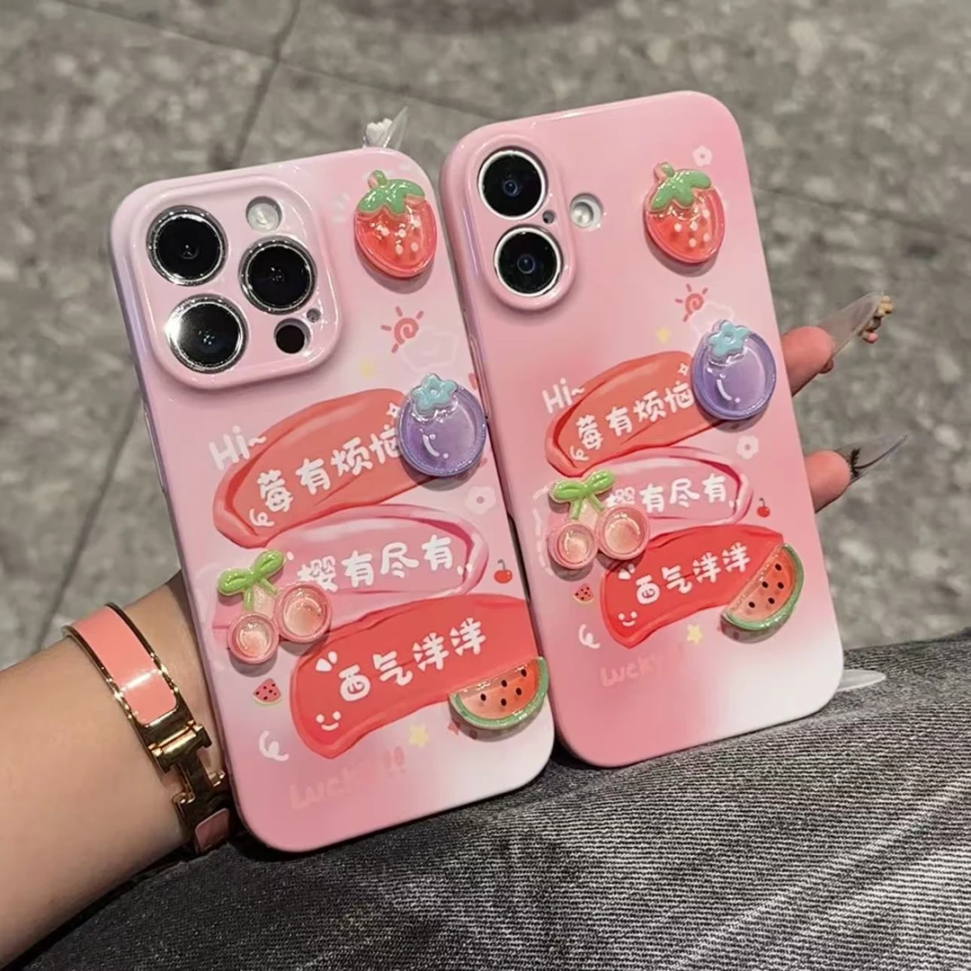 SMBLCE西气洋洋水果贴件适用苹果17/16菲林手机壳华为vivoppo小米