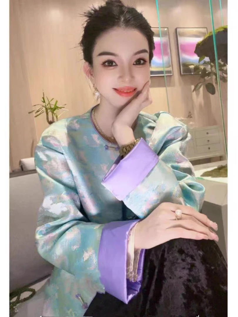 新中式国风圆领盘扣上衣女外套63731—小璐