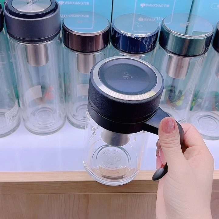 万象品牌单层玻璃杯皮纹把杯500毫升