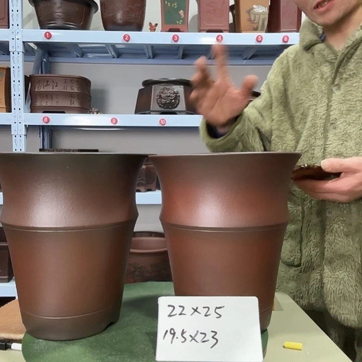 爱***茶花盆紫砂竹节复古