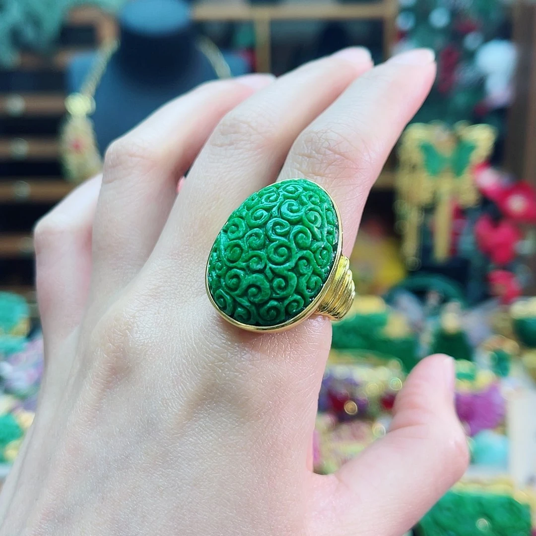 银S925镶嵌戒指翡翠48小时鉴赏期1