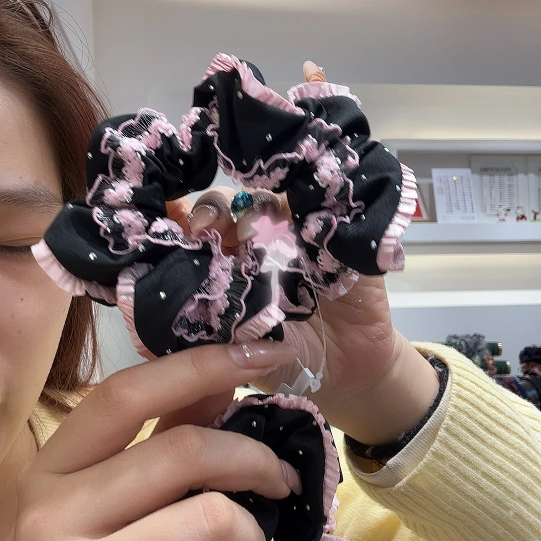 布艺非金属粉色发圈