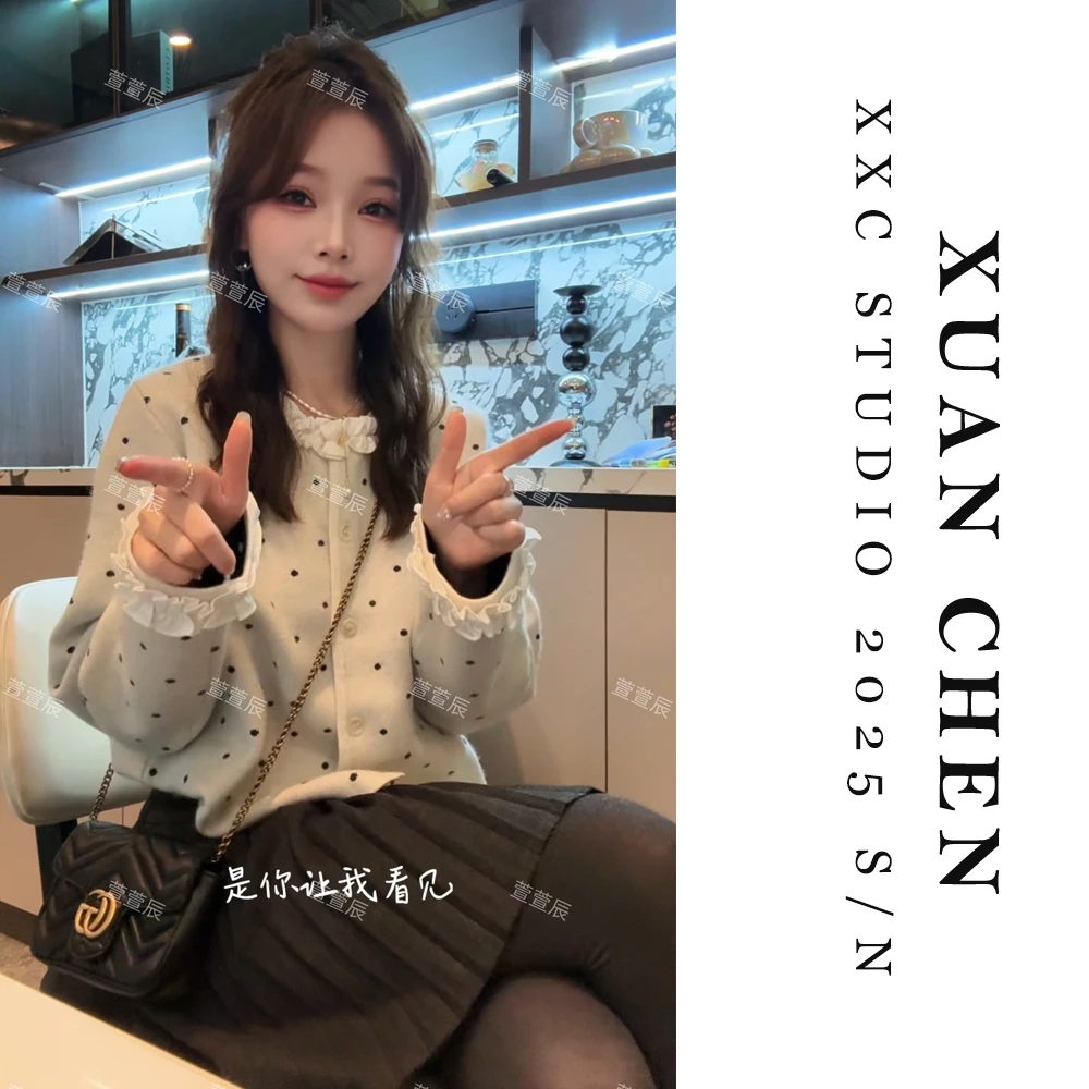 【俏皮安妮】女士网红款外套秋冬厚款设计感长袖针织开衫外套#8957