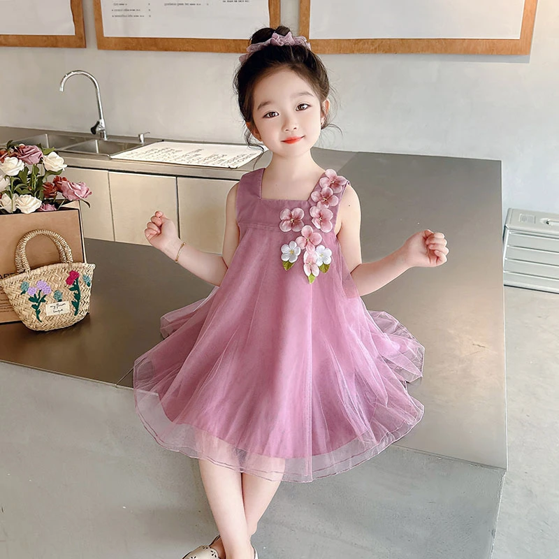 女童夏装背心裙2024新款儿童韩版洋气裙子女宝宝夏季网纱公主裙潮
