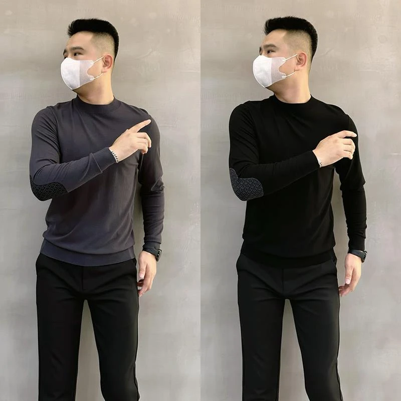 轻奢风针织衫男士春秋季新品时尚舒适打底衫休闲百搭帅气修身毛衣