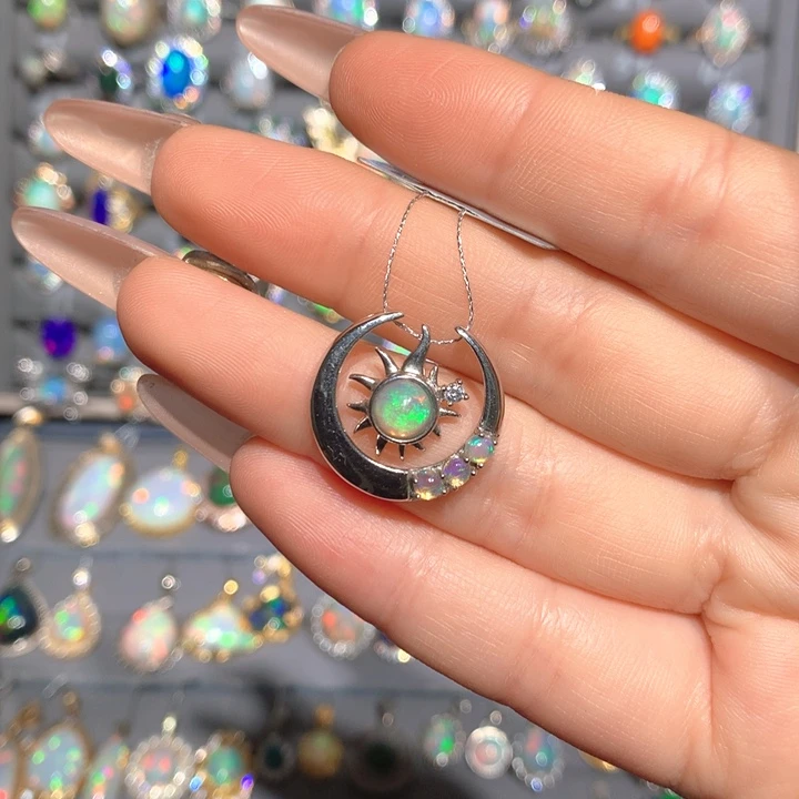 欧泊欧泊吊坠t银S925镶嵌