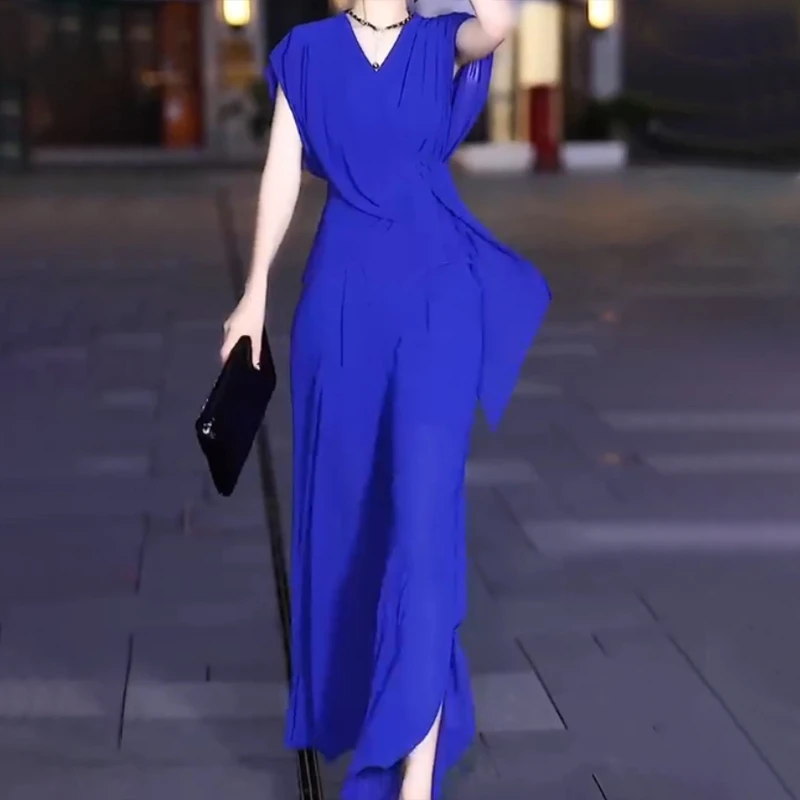 高级感时尚气质休闲上衣+阔腿裤两件套2025夏季新款显瘦收腰套装