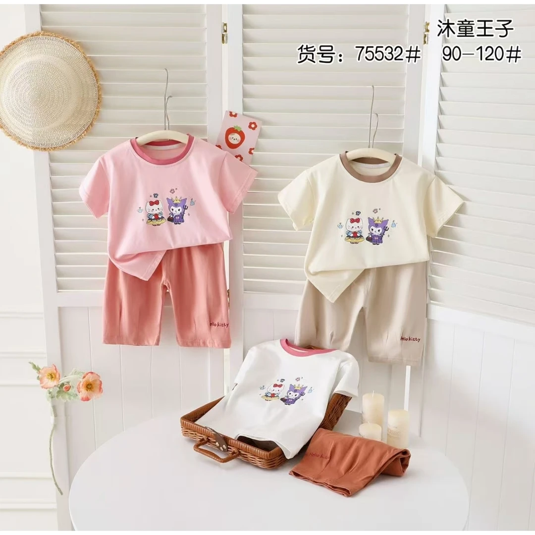 夏季卡通短袖短裤套装75532