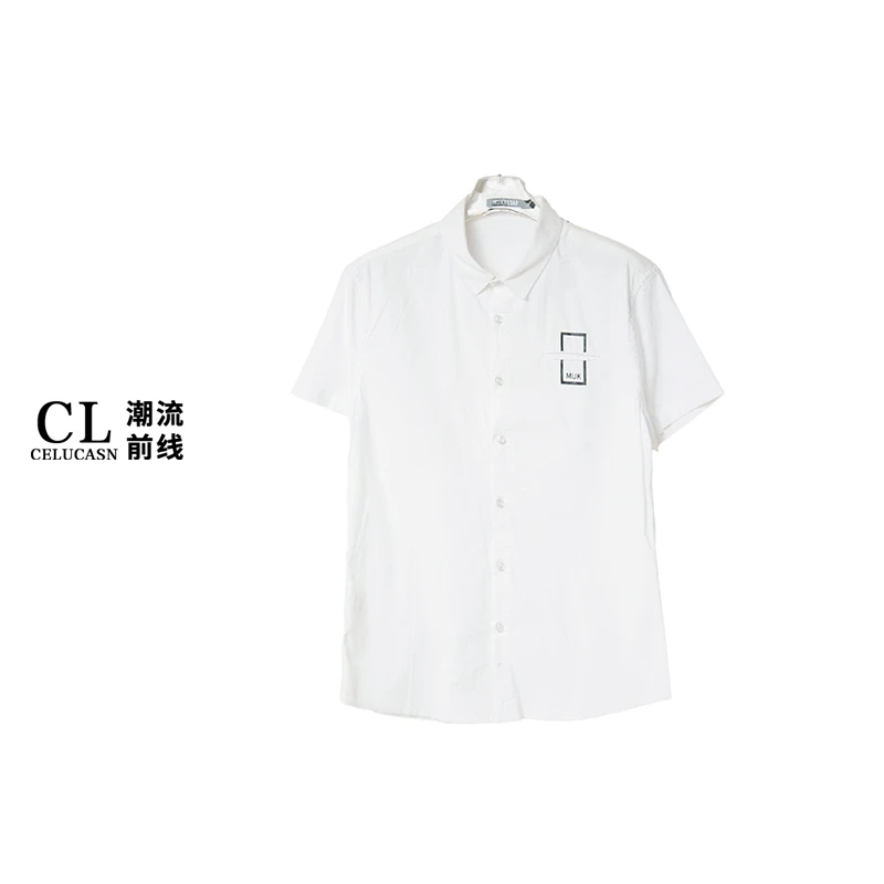O8IB3393#夏季男士薄款半开衫衬衣短袖潮牌衬衫百搭休闲宽松上衣