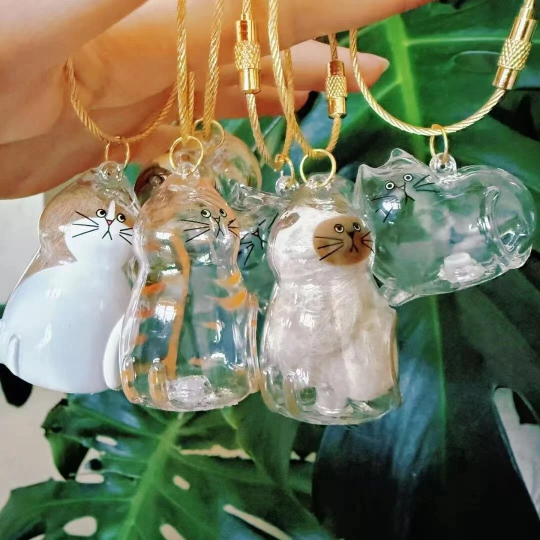 透明猫毛收纳盒吊饰胶囊扭蛋包钥匙扣挂件收藏扭蛋猫咪毛发存放