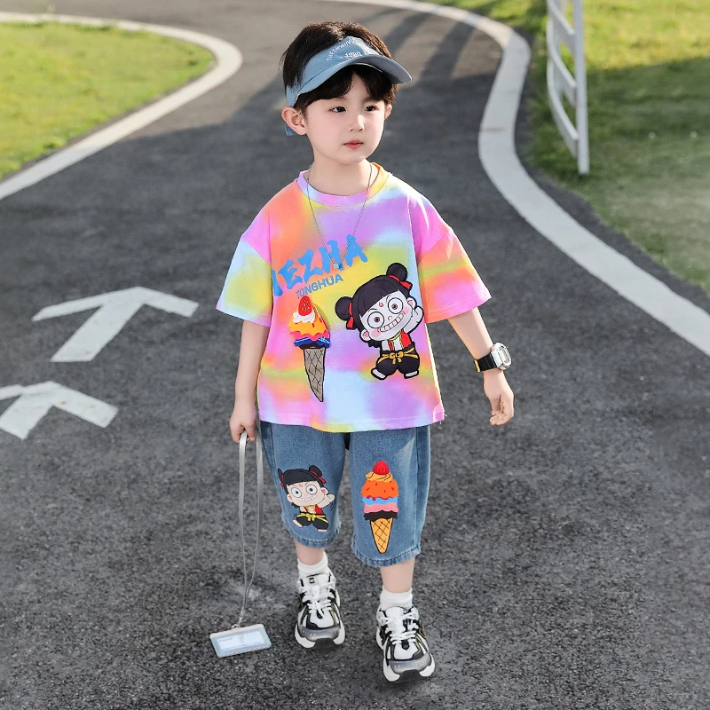 哪吒儿童服装童装帅气新款3-6岁儿童小孩男童夏季套装衣服夏装