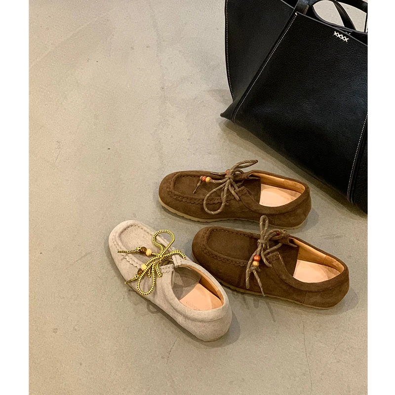 吕小布 | 迎春限定袋鼠鞋 高丝光牛反绒雅丹平底真皮休闲鞋女0501