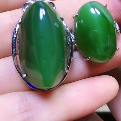 银S925镶嵌戒指和田玉