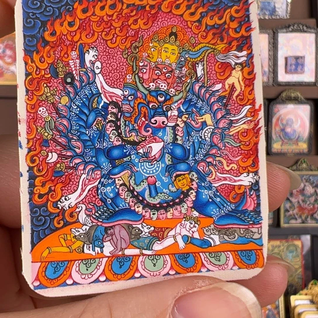 清***峰吊坠大威德唐卡绘画作品