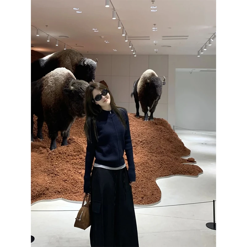 2025春秋新款薄款外穿长袖针织开衫女韩系穿搭高级感修身毛衣外套