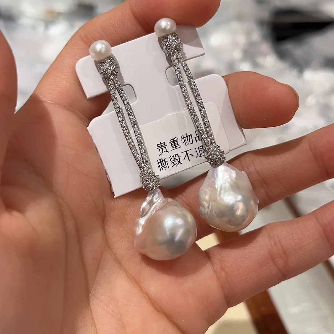 合金淡水珍珠耳饰